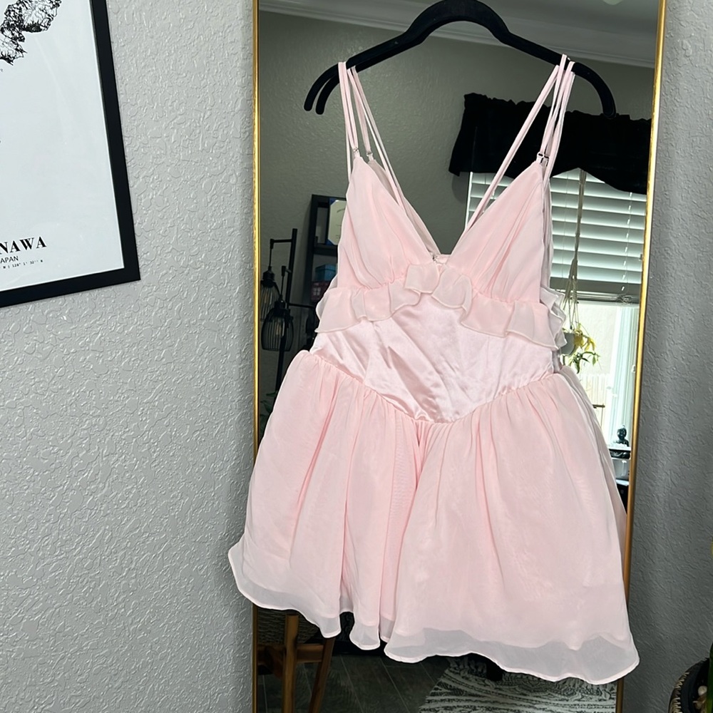 House of Cb ‘Amaris’ Ballerina Pink Baby Doll Mini Dress - Picture 3 of 7
